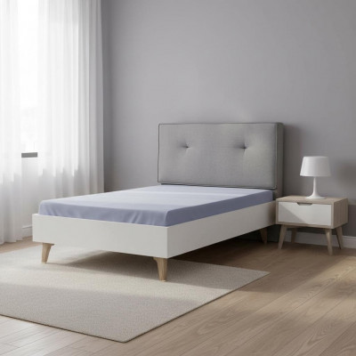 Children's bed 100 cm youth bed wood gray children's room fabric modern