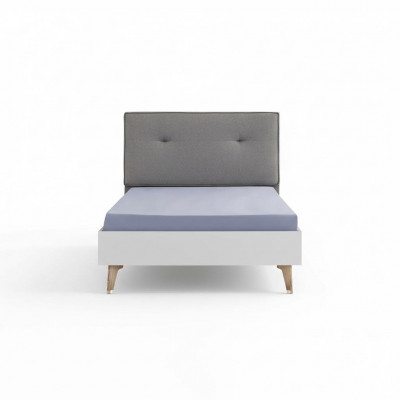 Children's bed 100 cm youth bed wood gray children's room fabric modern
