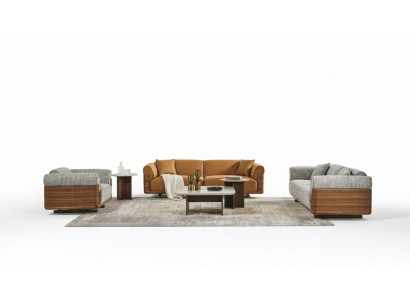 Complete sofa set upholstered sofa brown fabric fabric sofa