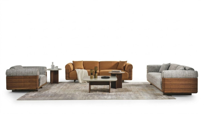 Couch set Sofa set Complete upholstered sofa Brown fabric Fabric sofa
