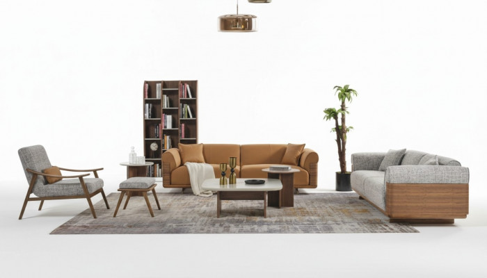 Upholstered sofa set complete brown fabric fabric sofa