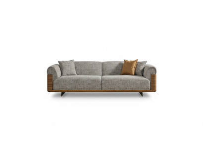 Three-seater sofa 3-seater upholstered sofa gray fabric polyester couch modern