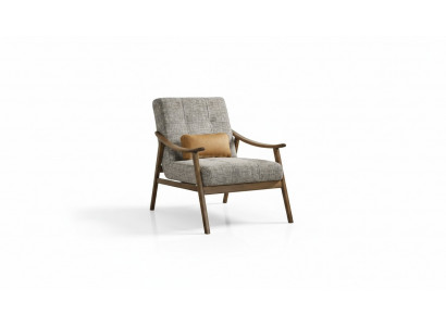 Armchair Wingback Chair Upholstered Polyester Gray Fabric Modern Living Room