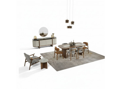 Dining set corner furniture dining table set 9-piece dining room brown wood new