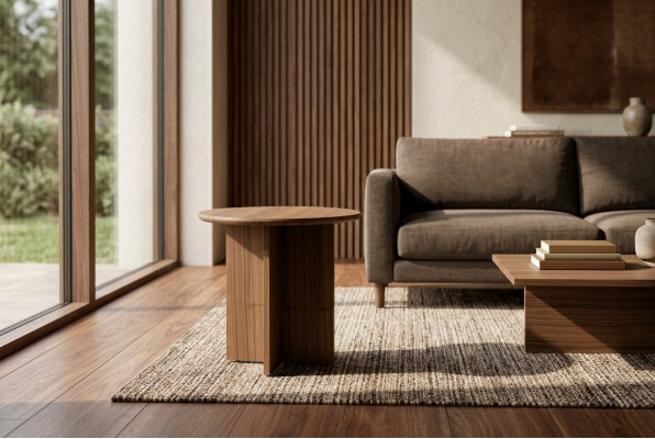 Side table Coffee table Living room Brown wood Design furniture