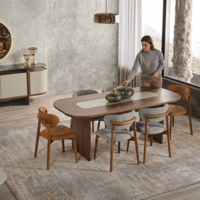 Dining Room Set Dining Area Dining Corner Dining Table Set 7-piece Brown Wood New