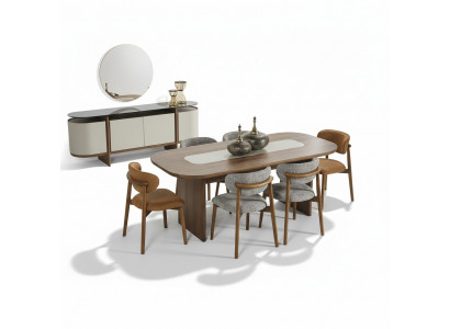 Dining Room Set Dining Area Dining Corner Dining Table Set 7-piece Brown Wood New