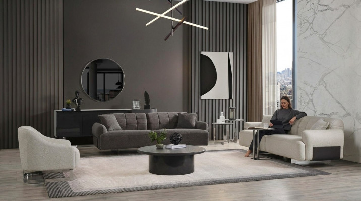 Complete upholstered sofa set sofa set grey fabric fabric sofa