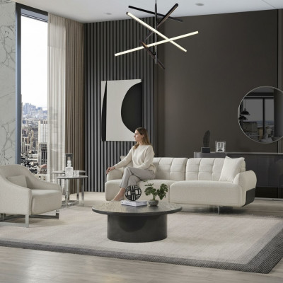 Luxury Couches Upholstered Sofa White Complete Three-Seater Armchair 2-Piece Sofas
