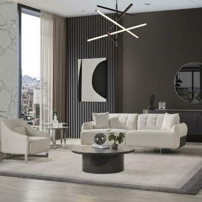Luxury Couches Upholstered Sofa White Complete Three-Seater Armchair 2-Piece Sofas