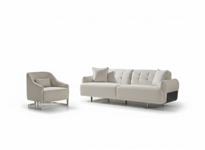 Luxury Couches Upholstered Sofa White Complete Three-Seater Armchair 2-Piece Sofas