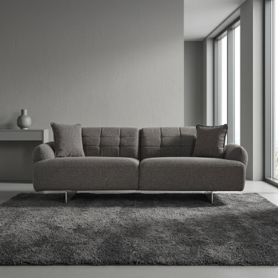 Three-seater sofa 3-seater upholstered sofa gray fabric polyester couch modern new