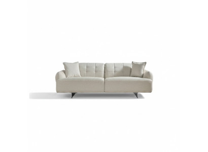 Three-seater sofa, 3-seater upholstered sofa, fabric polyester couch, modern white.