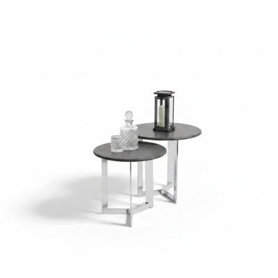 Group side table coffee table living room stainless steel silver set