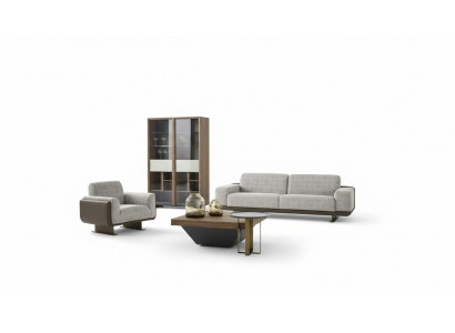 Three-seater armchair upholstered sofa gray group sofa design