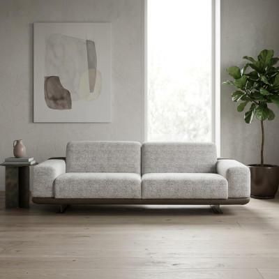 Three-seater Sofa 3 Seater Upholstered Sofa Gray Fabric Polyester Couch Modern