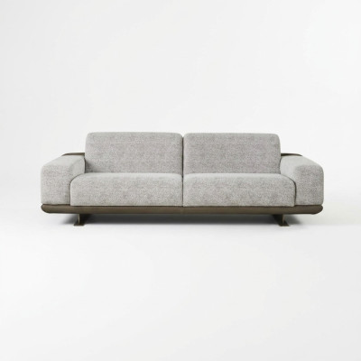 Three-seater Sofa 3 Seater Upholstered Sofa Gray Fabric Polyester Couch Modern