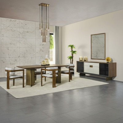 Dining Nook Dining Group Set Dining Table Set 9-piece Dining Room Brown Wood New