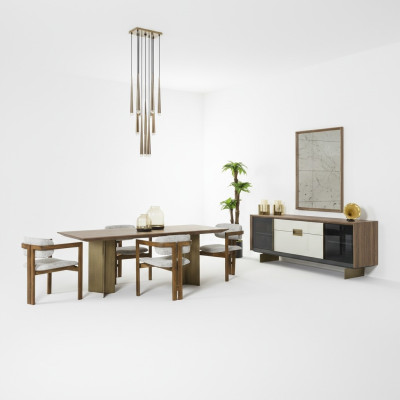 Dining Nook Dining Group Set Dining Table Set 9-piece Dining Room Brown Wood New