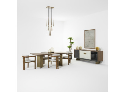 Dining Nook Dining Group Set Dining Table Set 9-piece Dining Room Brown Wood New