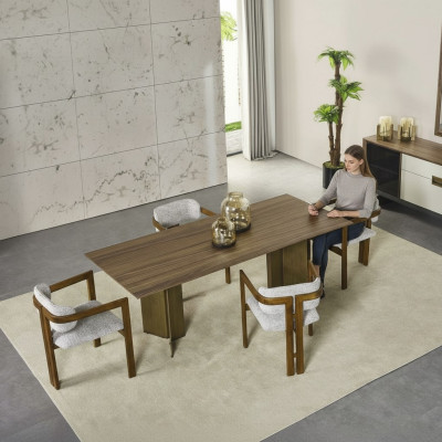 Dining set dining table dining corner dining group set 7-piece dining room brown wood