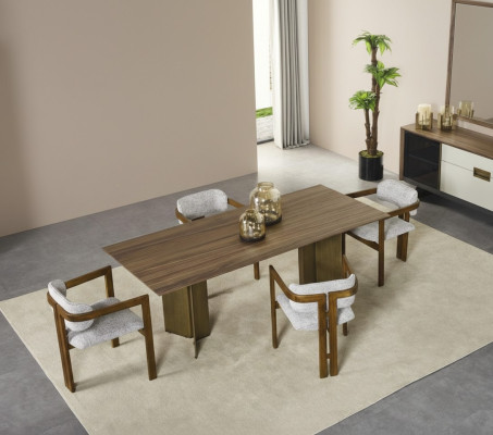 Dining set dining table dining corner dining group set 7-piece dining room brown wood