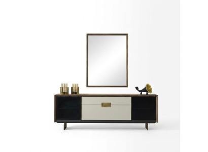 Sideboard with mirror dresser wood multicolored dining room set