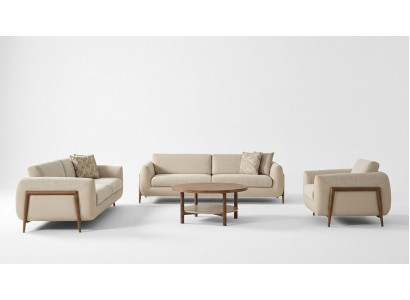 Luxury Couches Upholstered Sofa Beige Complete Three-Seater Armchair 3-Piece Sofas