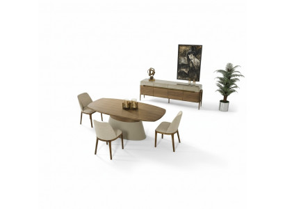 Complete dining area dining group dining table set 8-piece dining room brown wood new