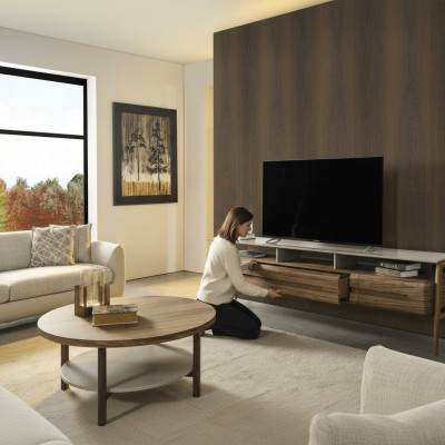RTV lowboard TV stand wall unit sideboard cabinet wood brown stylish
