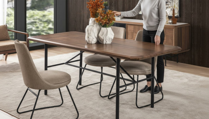 Dining room table dining table table dining nook dining room 205 cm wood brown