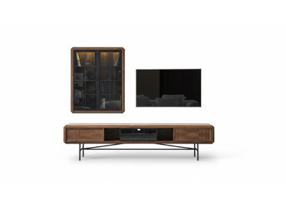 Group RTV Lowboard TV Stand Sideboard Cabinet 2-piece Wood Brown Shelf