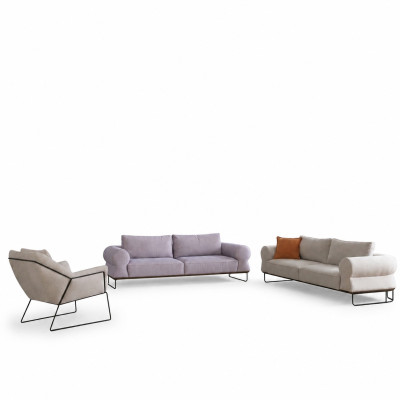 Luxury Complete Upholstered Sofa Set Sofa Suite White Fabric Sofa
