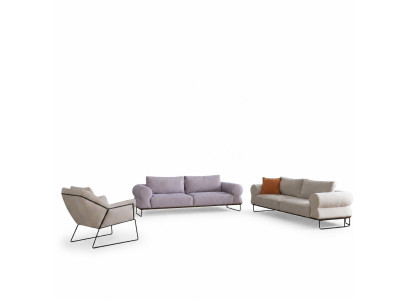 Luxury Complete Upholstered Sofa Set Sofa Suite White Fabric Sofa