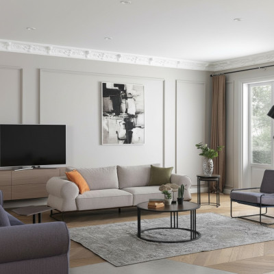 Sofa Set Complete Upholstered Sofa Couch Set Gray Fabric Sofa