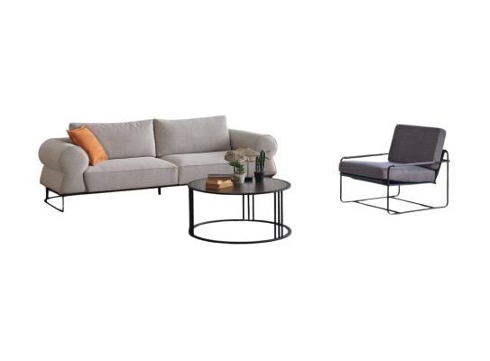 Sofa Set Complete Upholstered Sofa Couch Set Gray Fabric Sofa