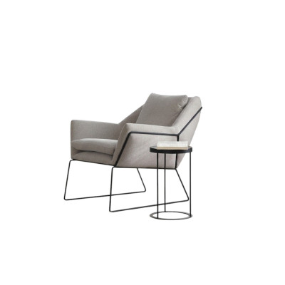 Armchair Single-Seater Fabric Wingback Chair Polyester Gray Living Room