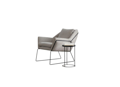Armchair Single-Seater Fabric Wingback Chair Polyester Gray Living Room