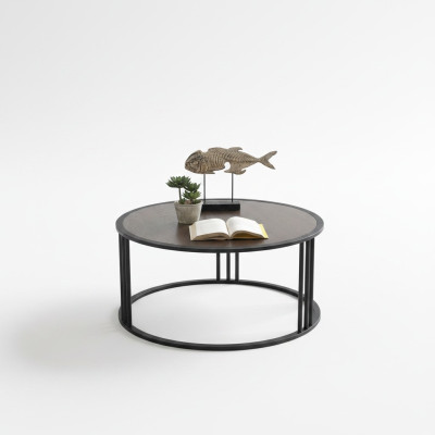 Living room coffee table side table stainless steel furniture black round