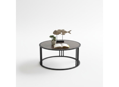 Living room coffee table side table stainless steel furniture black round