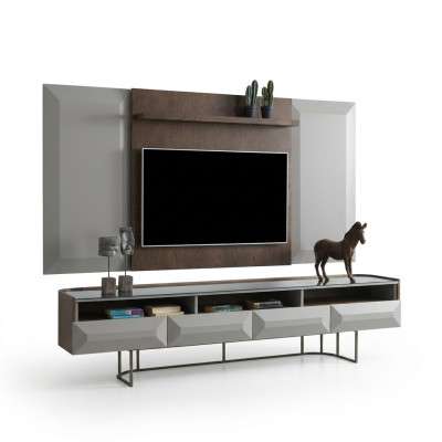 Group RTV Lowboard TV Stand Sideboard Panel 2-piece Wood Brown Shelf