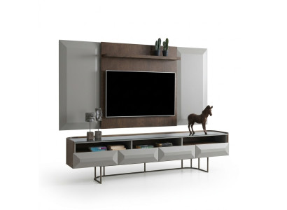Group RTV Lowboard TV Stand Sideboard Panel 2-piece Wood Brown Shelf
