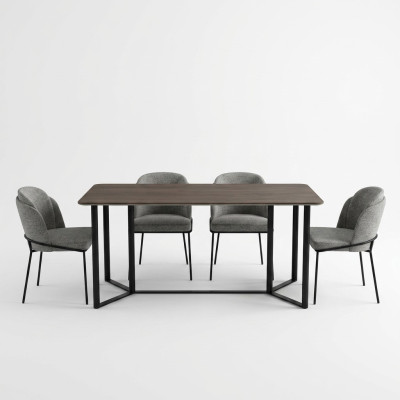 Dining room, dining nook, dining set, dining table set, 7-piece, wood, brown, modern chairs