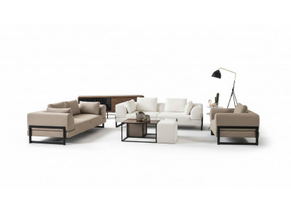 Complete Upholstered Sofa Set Gray Fabric Fabric Sofa