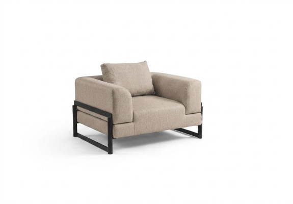 Armchair One-Seater Fabric Wingback Chair Polyester Gray New Living Room