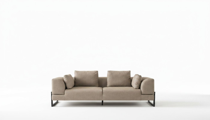 Sofa three-seater 3-seater upholstered sofa grey fabric fabric sofa wood sofas