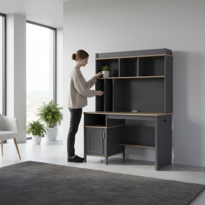 Desk Shelves Office Desk Computer Desk Wood Gray Children's Room