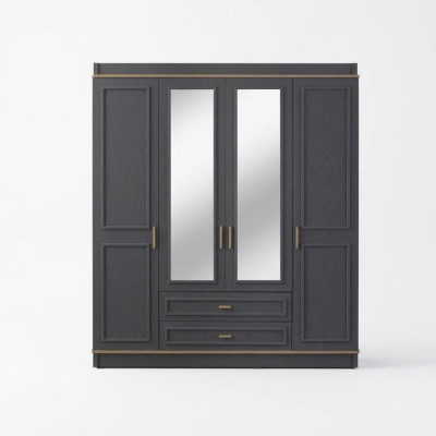 Wardrobe children's wardrobe closet wood mirror gray wooden wardrobe