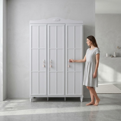 Wardrobe, children's wardrobe, cabinet, wood, white, wooden cabinet, modern