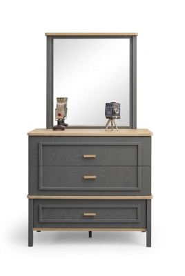 Set consisting of dresser with mirror, wood bedroom gray set, console table.